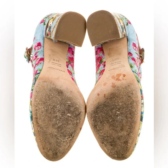 Dolce & Gabbana Floral Print T-Strap Pumps - 38.5 - RARE - Picture 5 of 5